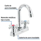 Mezcladora 4' para lavabo, cuello bar, manerales cruceta 2