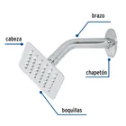 Regadera cuadrada 4', acero inox, con brazo, cromo, TÚBIG 2