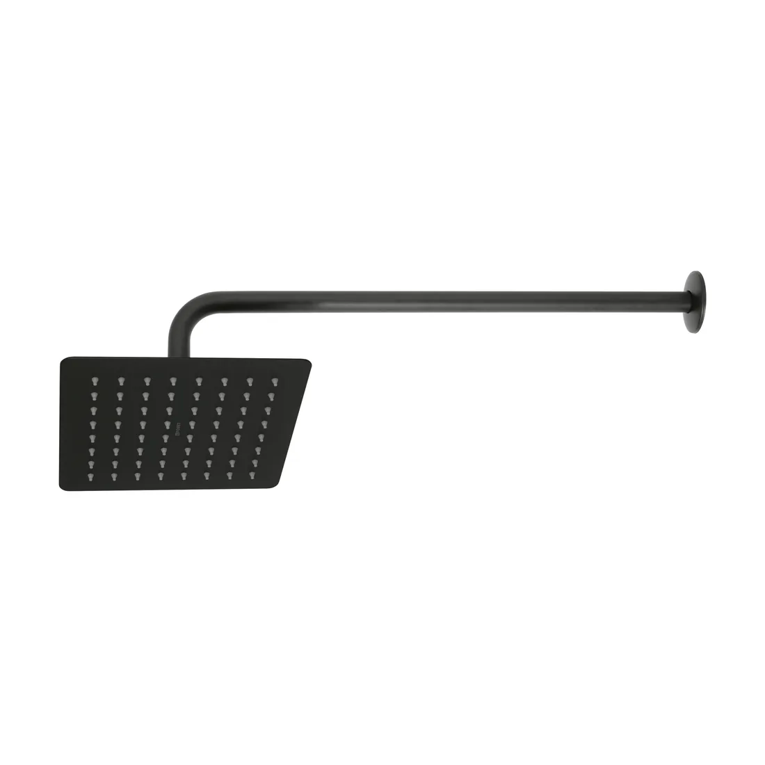 Regadera cuadrada 8', acero inox, con brazo, negro, TÚBIG