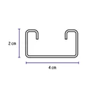 Perfil monocanal sólido de 3 m, 4 x 2 cm cal. 14, VOLTECK 3