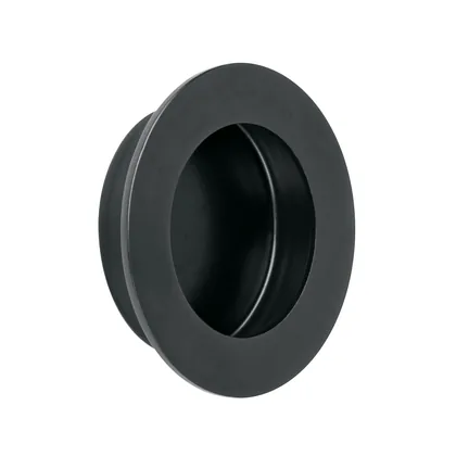 Jaladera de embutir circular No. 4, negro mate, HERMEX