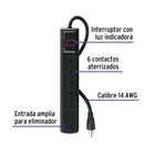 Multicontacto 14 AWG 6 ent., sup. de picos 450 joules, negro 2