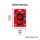 Número 9 de latón sólido 4', negro, HERMEX 5