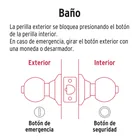 Cerradura pomo, negro, oval, baño, HERMEX 2