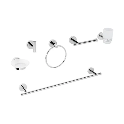 Juego de 6 accesorios para baño acabado cromo, FOSET TÚBIG