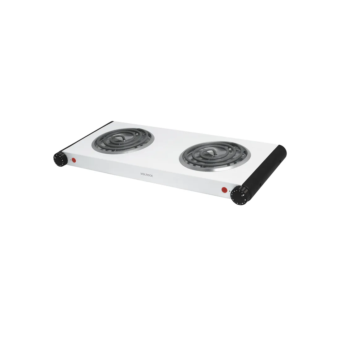 Parrilla eléctrica 2 quemadores en espiral, blanca, VOLTECK