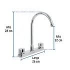 Mezcladora 8' fregadero, ABS, cuello curvo, hexagonal, BASIC 3