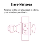 Cerrojo llave-mariposa, negro mate, llave tradicional, BASIC 3