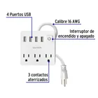 Multicontacto 16 AWG doméstico 3 entradas 4 ptos USB, blanco 2