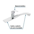 Monomando fregadero cromo, cuello recto, AQUA 2