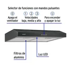 Campana extractora 60 cm, empotrable, negra, FOSET 2