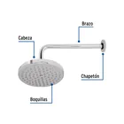 Regadera cromo 8' plato redondo, con brazo, FOSET ELEMENT 6