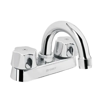 Mezcladora 4' para lavabo, cuello curvo, cartucho compresión