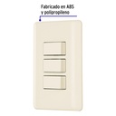 PA-APTR-BI | Placa armada 3 interruptores, marfil, Volteck