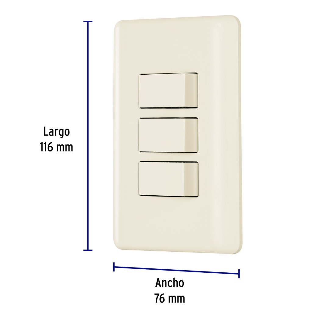 PA-APTR-BI | Placa armada 3 interruptores, marfil, Volteck