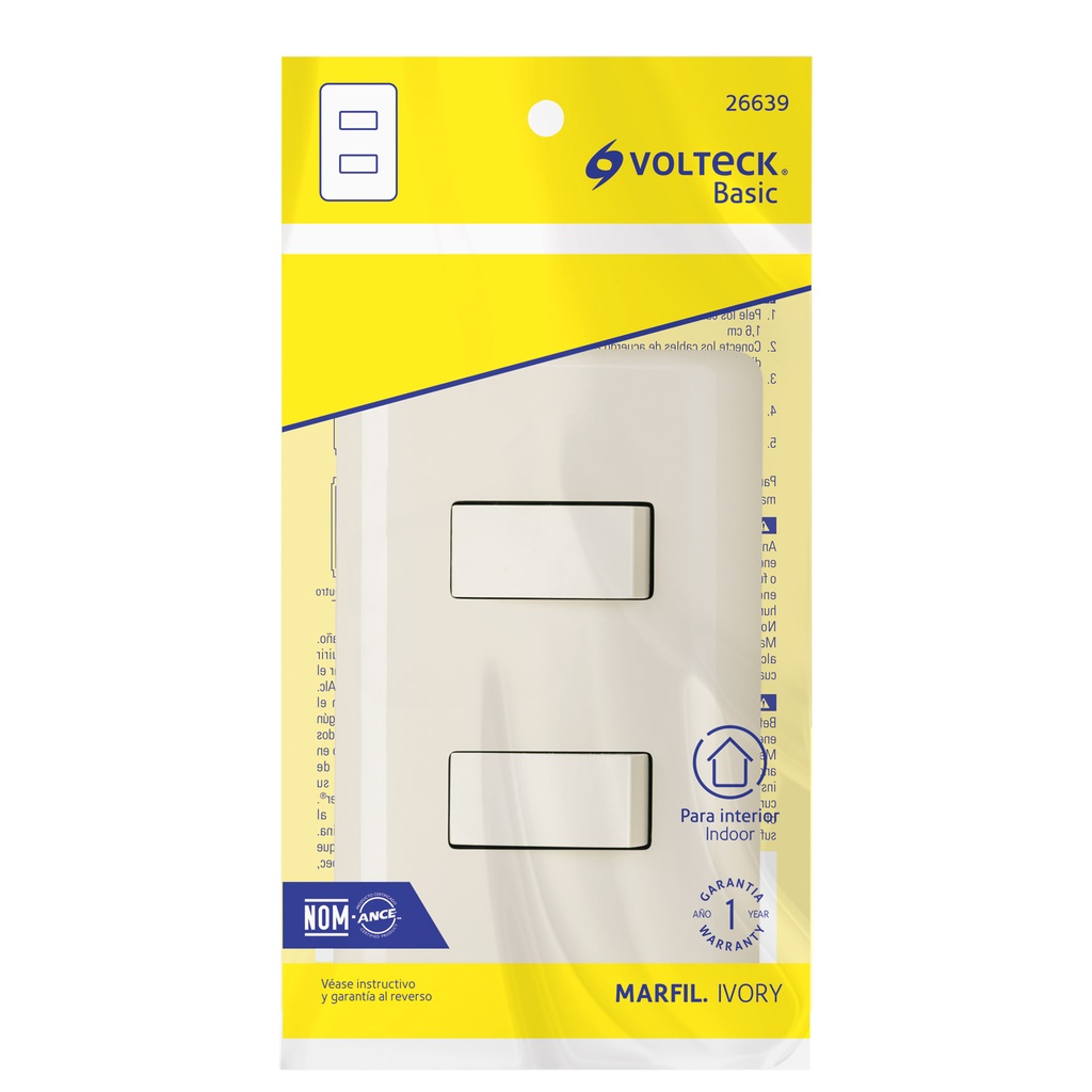 PA-APDO-EBI | Placa armada 1 interruptor y 1 escalera, marfil, Basic