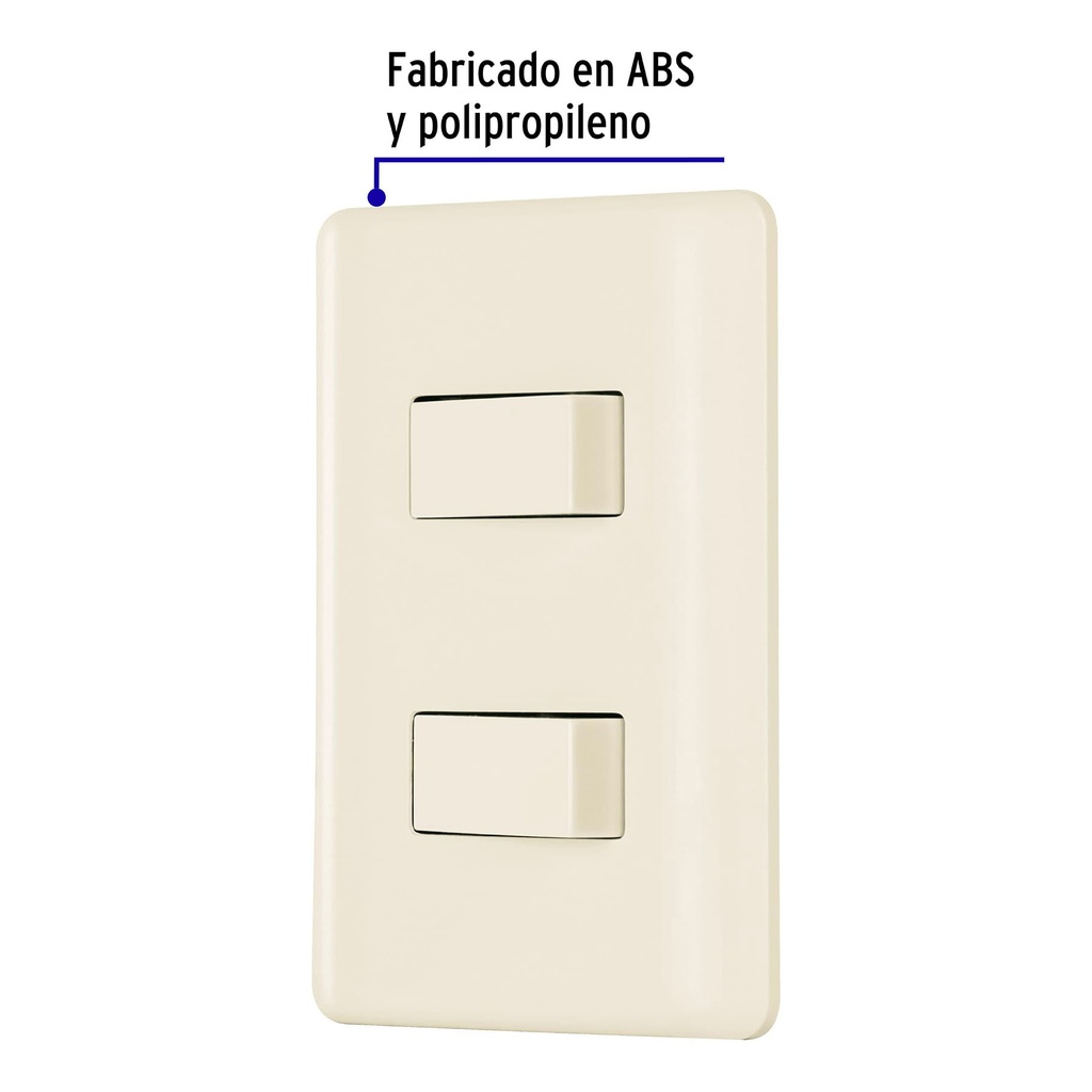 PA-APDO-BI | Placa armada, 2 interruptores, marfil, Volteck