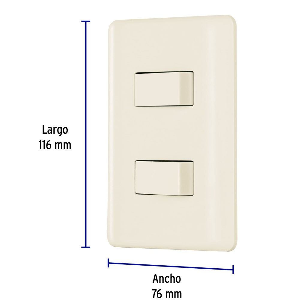 PA-APDO-BI | Placa armada, 2 interruptores, marfil, Volteck