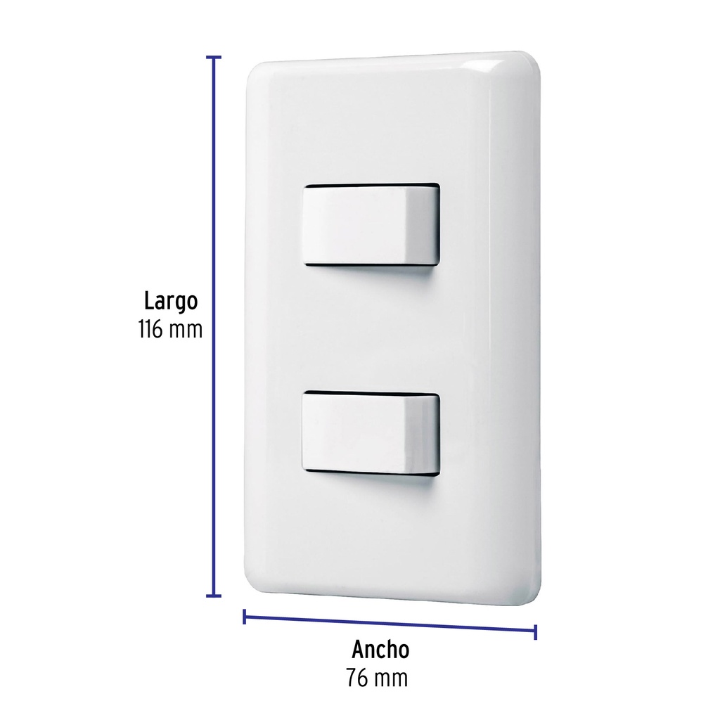 PA-APDO-B | Placa armada con 2 interruptores sencillos, Volteck Basic