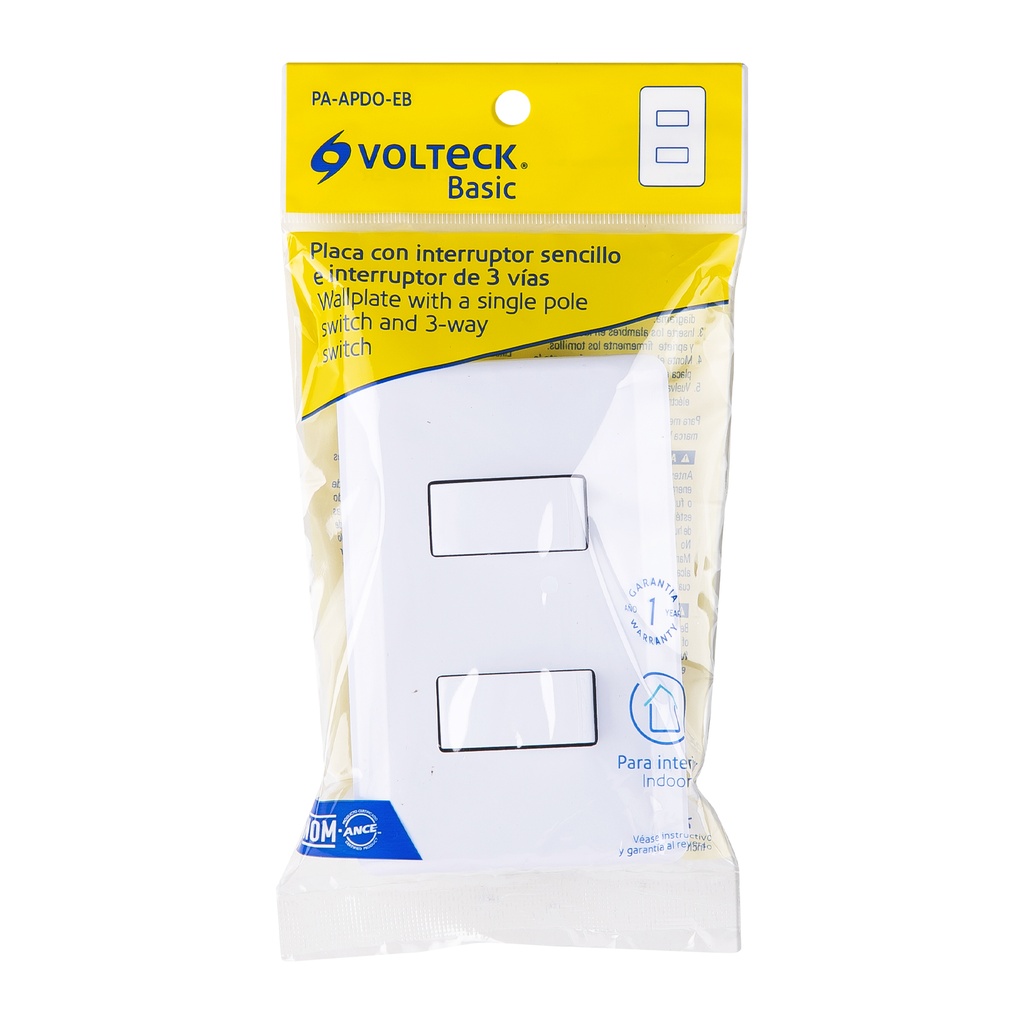 PA-APDO-EB | Placa armada 1 interruptor sencillo + 1 de 3 vías, Basic