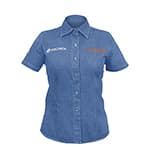 CAM-MEZ-DCL | Camisa de mezclilla para dama, manga corta talla G, Truper