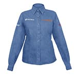 CAM-MEZ-DLL | Camisa de mezclilla para dama, manga larga talla G, Truper