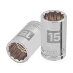 D-1215-EM | Dado de 15 mm, 12 puntas, cuadro 1/2', Truper
