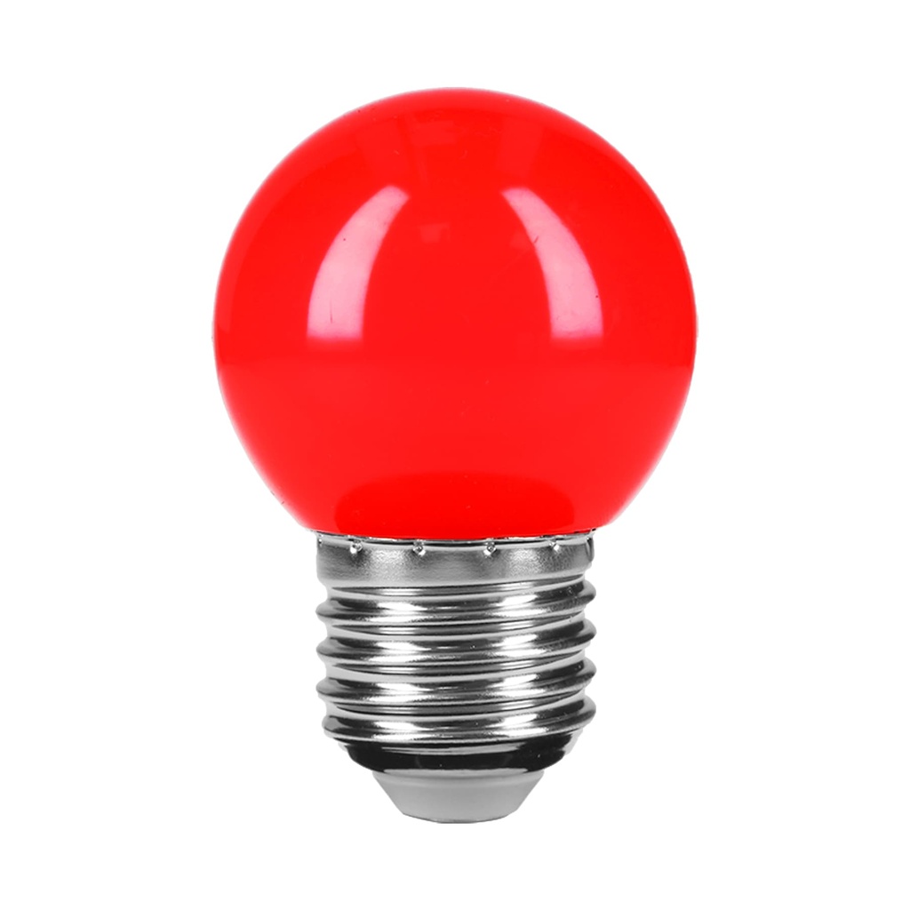 LED-1RO | Lámpara LED tipo bulbo G45 1 W color rojo, caja, Volteck