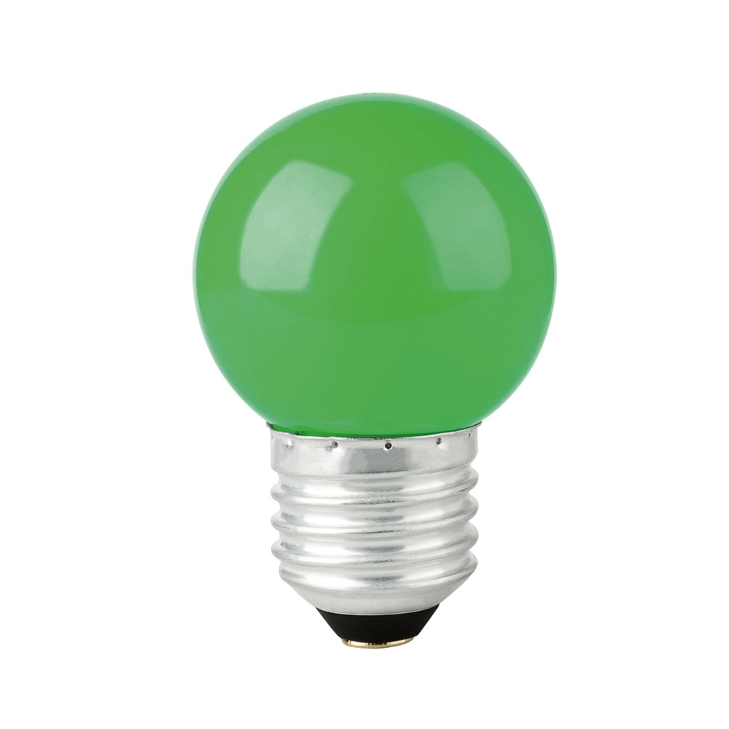 LED-1VE | Lámpara LED tipo bulbo G45 1 W color verde, caja, Volteck