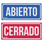 LIN-01 | Letrero de señalización 'ABIERTO/CERRADO', 28 x 12 cm