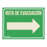 LIN-05 | Letrero de señalización 'RUTA EVACUACIÓN DERECHA',21 x 28 cm