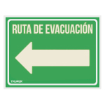 LIN-06 | Letrero de señalización 'RUTA EVACUACIÓN IZQUIERDA',21x28 cm
