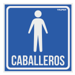 LIN-09 | Letrero de señalización 'CABALLEROS', 19 x 19 cm, Truper