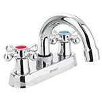 M-050E | Mezcladora 4' para lavabo, cuello curvo, manerales cruceta