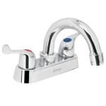 M-050P | Mezcladora 4' para lavabo, cuello curvo, manerales palanca