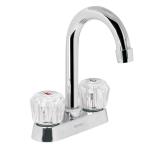 M-060A | Mezcladora 4' para lavabo, cuello bar, manerales de acrílico