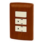 PA-APCO-I3M | Placa armada 2 contactos e interruptor,madera,línea Italiana