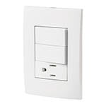 PA-APCO-O2B | Placa armada contacto y 2 interruptores, línea Oslo, blanco