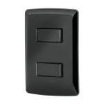 PA-APDO-IN | Placa armada, 2 interruptores sencillos,negro,línea Italiana