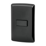 PA-APSE-EIN | Placa armada 1 interruptor escalera, negro, línea Italiana