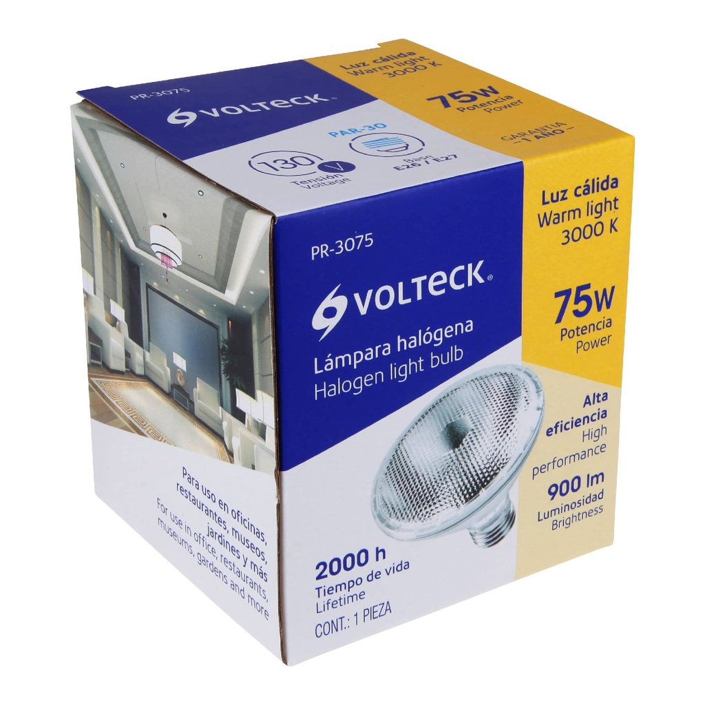 PR-3075 | Lámpara de halógeno 75 W tipo PAR 30, en caja, Volteck