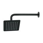 R-414M | Regadera cuadrada 6', acero inox, con brazo, negro, Túbig