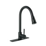 TBF-84M | Monomando para fregadero,cuello extraible,negro mate,Tubig