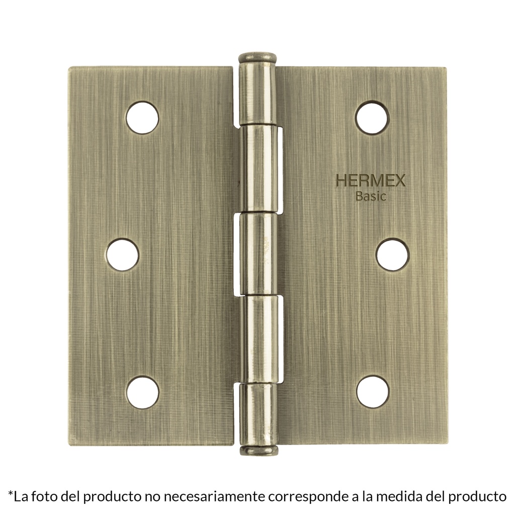 BC-202PP | Bisagra cuadrada 2', latón antiguo, cabeza plana, Basic