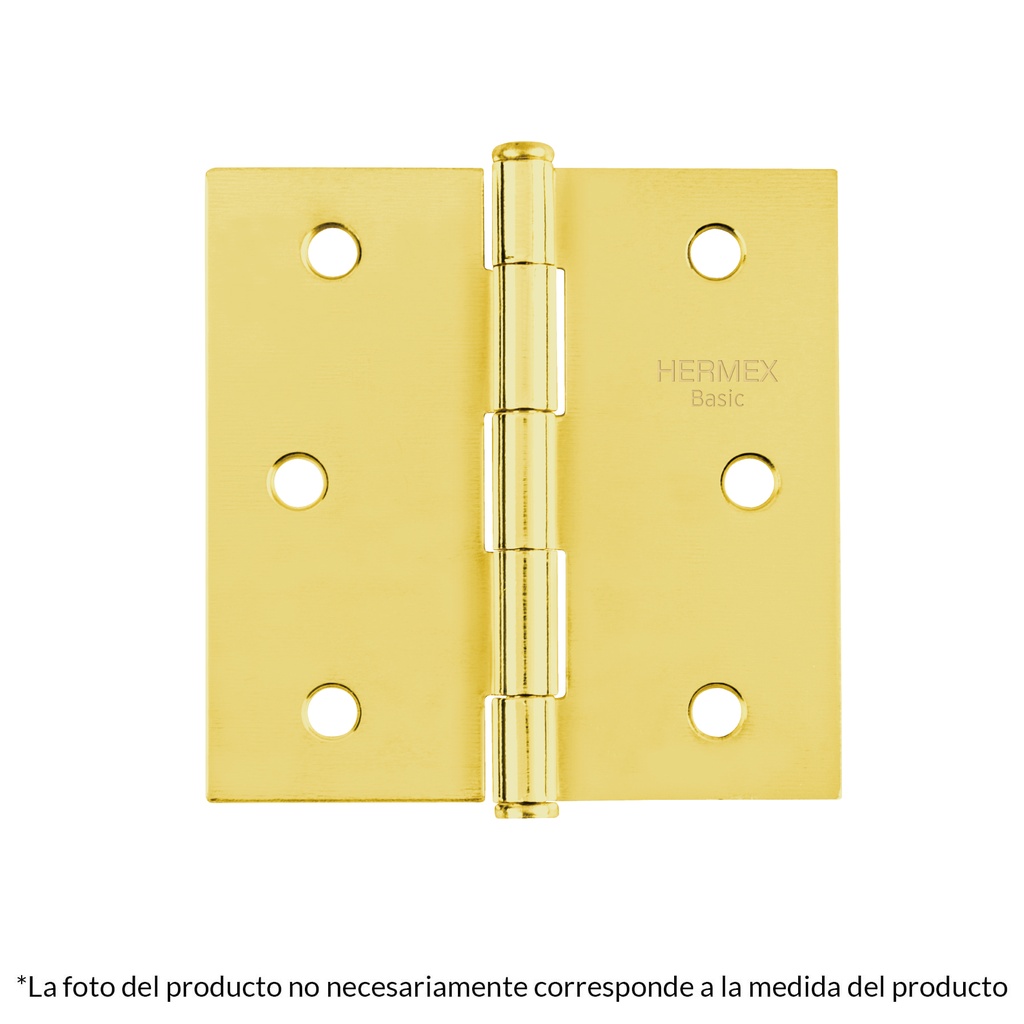 BC-201PP | Bisagra cuadrada 2', acero latonado, cabeza plana, Basic