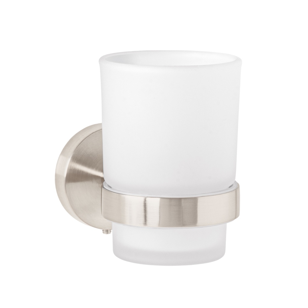 TBA-71N | Portavaso cepillero satín con vaso de vidrio, Foset Túbig