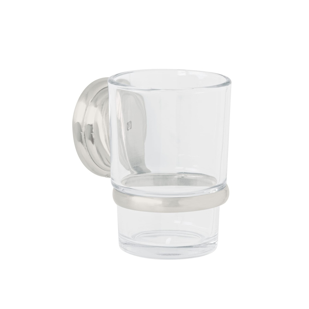 AQA-81N | Portavaso cepillero satín con vaso de vidrio, Foset Aqua