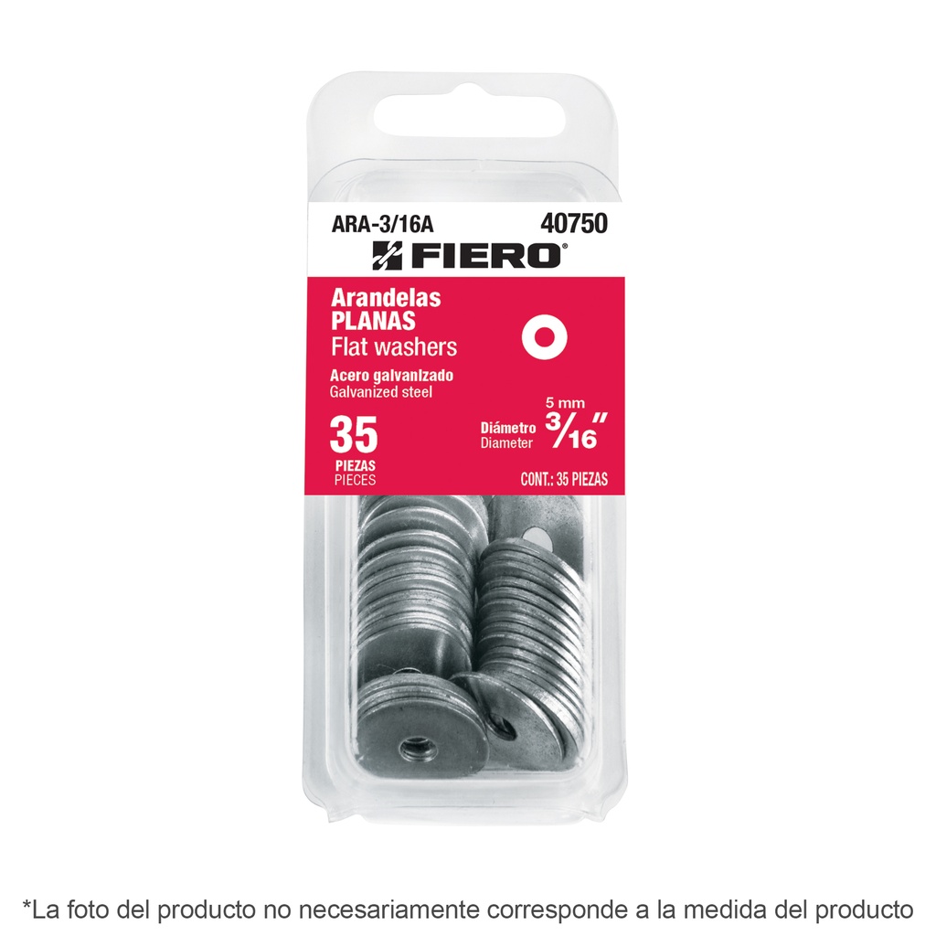 ARA-1/2A | Blíster con 6 arandelas planas de 1/2', Fiero