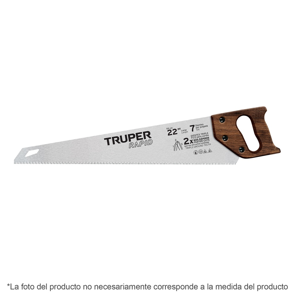 STR-18M | Serrucho Rapid 18', 7 DPP, mango de madera, Truper