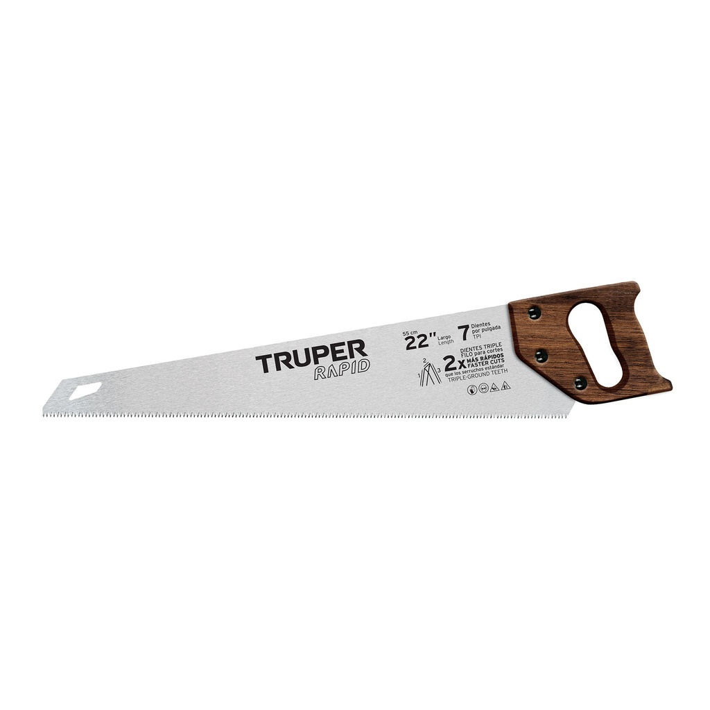 STR-22M | Serrucho Rapid 22', 7 DPP, mango de madera, Truper